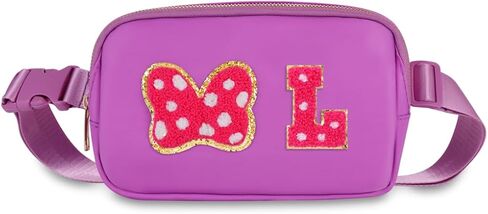 Initial Letter Mouse Bow Fanny Pack, Cute Christmas Birthday Gifts for Girl Daughter Women Waterproof Crossbody Bag for Girls, Personalized Belt Bag for Park Travel, M in Saudi Arabia