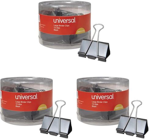 مشابك ربط كبيرة عالمية 11112، سعة 1 بوصة، عرض 2 بوصة، أسود، 12/عبوة in Kuwait