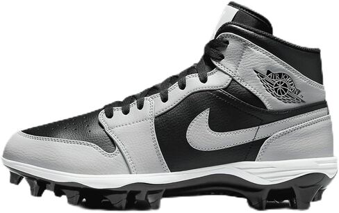 NIKE Jordan 1 Mid TD Men's Football Cleat (FJ6805-002, Black/Light Smoke Grey/Black/Light Smoke Grey) Size 11.5 in Saudi Arabia