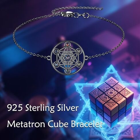 URONE Metatron Cube Bracelet 925 Sterling Silver Metatron Bracelet Geometry Jewelry Gifts for Women Men in Saudi Arabia