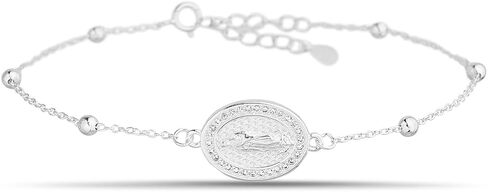 سوار مريم العذراء وسام زركونيا مكعب للنساء من الفضة الإسترليني عيار 925 in Kuwait