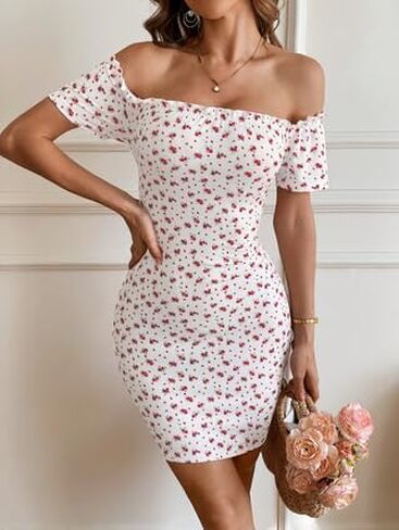Summer Women's Boho Floral Print Bandeau Mini Dress Strapless Dresses in Saudi Arabia