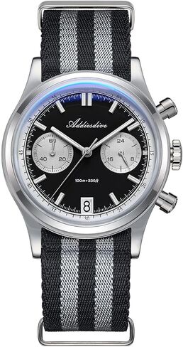 ADDIESDIVE 38 MM Quartz Chronograph Watch Waterproof 100 M BGW9 Luminous 316L Stainless Steel Panda Dial Sport Watches for Men Nylon Strap in Saudi Arabia