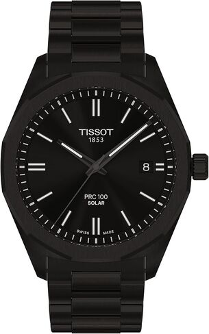 Tissot PRC 100 Solar, Black PVD Dial, 39mm Watch for Men, Blavk PVD Stainless Steel Bracelet, Solar Quartz Movement, T1514223305100 in Saudi Arabia