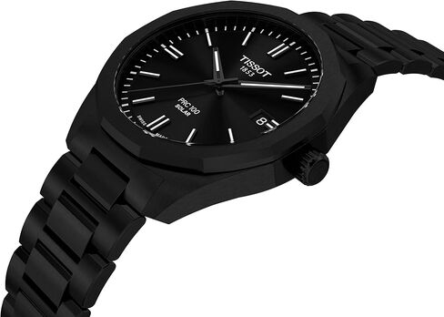 Tissot PRC 100 Solar, Black PVD Dial, 39mm Watch for Men, Blavk PVD Stainless Steel Bracelet, Solar Quartz Movement, T1514223305100 in Saudi Arabia