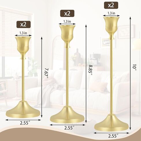 حاملات الشمعدان، 6 قطع من حامل الشموع المعدنية الذهبية، حامل شمعدان عتيق لتزيين المنزل، قطعة مركزية للطاولة، هدية الترحيب بالمنزل الجديد in Kuwait