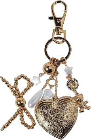 Cute Heart Keychain Bear Bow Keychain Gold Bag Charms for Handbags Purse Charms Y2K Star Accessories Gifts for Women in Saudi Arabia
