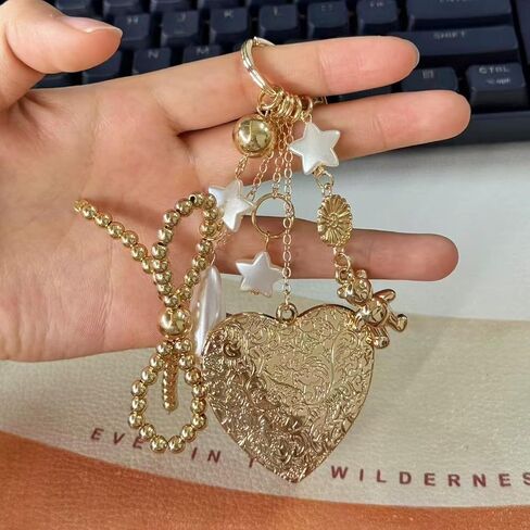 Cute Heart Keychain Bear Bow Keychain Gold Bag Charms for Handbags Purse Charms Y2K Star Accessories Gifts for Women in Saudi Arabia