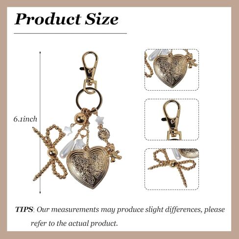 Cute Heart Keychain Bear Bow Keychain Gold Bag Charms for Handbags Purse Charms Y2K Star Accessories Gifts for Women in Saudi Arabia
