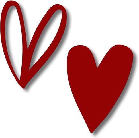 Vineland Metal Heart Wall Art Decor, Red Minimalist Wall Sculptures for Living Room Bedroom Bathroom Kitchen Decorations, Housewarming Valentine's Day Gifts, 5.9x7.8 Inches, Set of 2 in Saudi Arabia