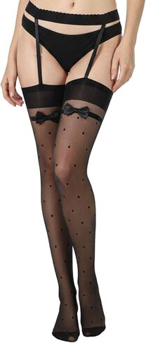 جوارب سوداء للنساء، جوارب سوداء بحزام تعليق عالي الخصر وجوارب شفافة للنساء، إكسسوارات ملابس مثيرة in Kuwait