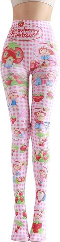 Sahabowi Women's Beautiful Flower Park Colorful Tights, Cartoon Strawberry Pantyhose with High Waistband Soft in Saudi Arabia