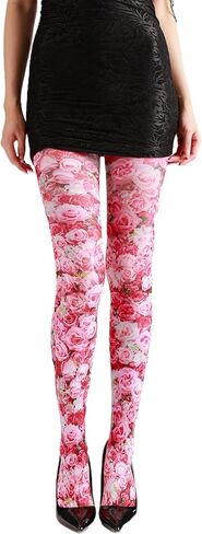 Sahabowi Women's Beautiful Flower Park Colorful Tights, Cartoon Strawberry Pantyhose with High Waistband Soft in Saudi Arabia
