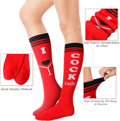 Syhood 3 Pairs I Love Cocktails Socks Women Novelty Socks for Christmas stuffing Gift Exchange White Elephant in Saudi Arabia
