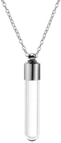Glass Bottle Necklace with Chain Portable Fillable Wishing Bottle Transparent Glass Perfume Vial Pendant(1) in Saudi Arabia
