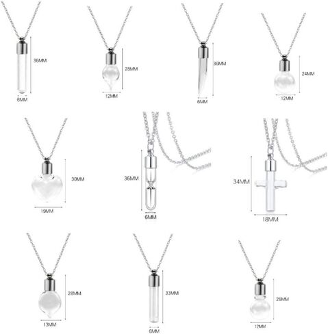 Glass Bottle Necklace with Chain Portable Fillable Wishing Bottle Transparent Glass Perfume Vial Pendant(1) in Saudi Arabia