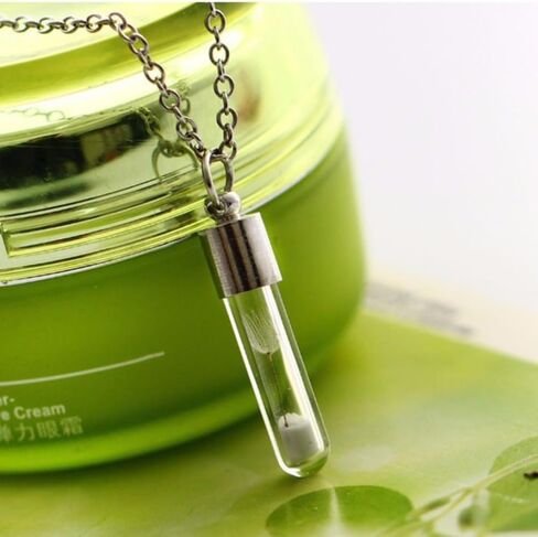 Glass Bottle Necklace with Chain Portable Fillable Wishing Bottle Transparent Glass Perfume Vial Pendant(1) in Saudi Arabia