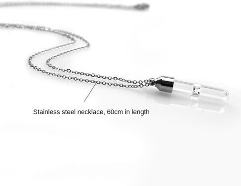 Glass Bottle Necklace with Chain Portable Fillable Wishing Bottle Transparent Glass Perfume Vial Pendant(1) in Saudi Arabia