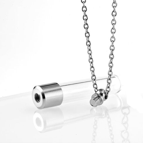 Glass Bottle Necklace with Chain Portable Fillable Wishing Bottle Transparent Glass Perfume Vial Pendant(1) in Saudi Arabia