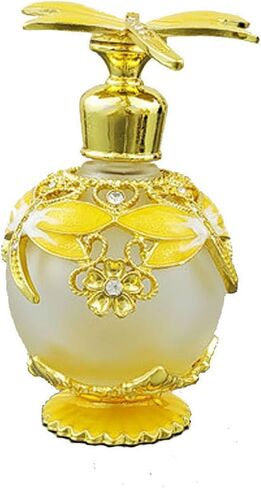 زجاجة عطر يعسوب عتيقة قابلة لإعادة الملء سعة 25 مل، زجاجات تزيين زجاجية قابلة لإعادة الملء، زجاجات عطر زجاجية فارغة، زجاجة زيت أساسية من الزجاج البلوري الفارغة (1 وردي B) in Kuwait