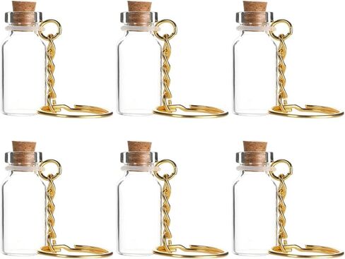 6 Pcs Small Glass Bottle Keychains 2ml Glass Vials with Corks Mini Glass Wishing Bottles Miniature Message Bottles Clear Spell Jars Tiny Sand Art Bottles Decorative Bottle Charms in Saudi Arabia