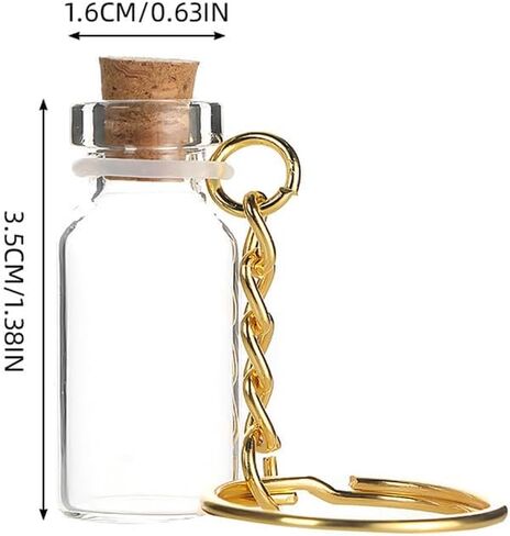 6 Pcs Small Glass Bottle Keychains 2ml Glass Vials with Corks Mini Glass Wishing Bottles Miniature Message Bottles Clear Spell Jars Tiny Sand Art Bottles Decorative Bottle Charms in Saudi Arabia