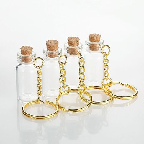 6 Pcs Small Glass Bottle Keychains 2ml Glass Vials with Corks Mini Glass Wishing Bottles Miniature Message Bottles Clear Spell Jars Tiny Sand Art Bottles Decorative Bottle Charms in Saudi Arabia