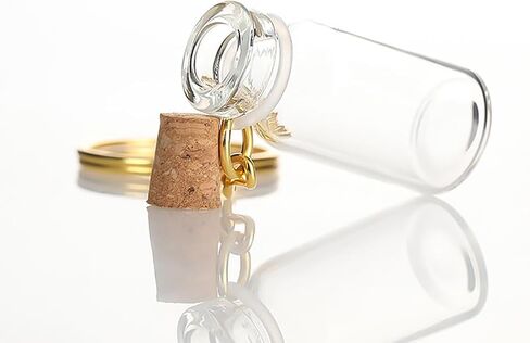 6 Pcs Small Glass Bottle Keychains 2ml Glass Vials with Corks Mini Glass Wishing Bottles Miniature Message Bottles Clear Spell Jars Tiny Sand Art Bottles Decorative Bottle Charms in Saudi Arabia