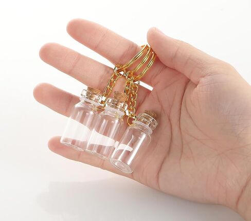 6 Pcs Small Glass Bottle Keychains 2ml Glass Vials with Corks Mini Glass Wishing Bottles Miniature Message Bottles Clear Spell Jars Tiny Sand Art Bottles Decorative Bottle Charms in Saudi Arabia