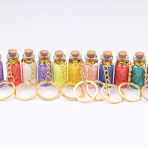 6 Pcs Small Glass Bottle Keychains 2ml Glass Vials with Corks Mini Glass Wishing Bottles Miniature Message Bottles Clear Spell Jars Tiny Sand Art Bottles Decorative Bottle Charms in Saudi Arabia