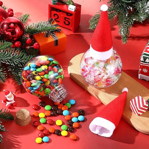 Baderke 24 Pcs 13.5 oz Plastic Christmas Bottles with Cork and Santa Hat, Ball Shape Round Christmas Potion Bottles for Drinking Candy Jar Party Favor Table Decoration DIY Crafts Gifts in Saudi Arabia