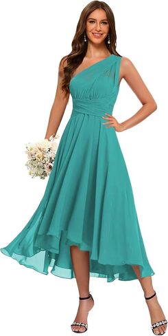 فساتين وصيفة العروس طويلة قابلة للتحويل للنساء من Stylefun، عالية ومنخفضة من الشيفون متعددة الاتجاهات، فساتين سهرة رسمية STN013 in Kuwait