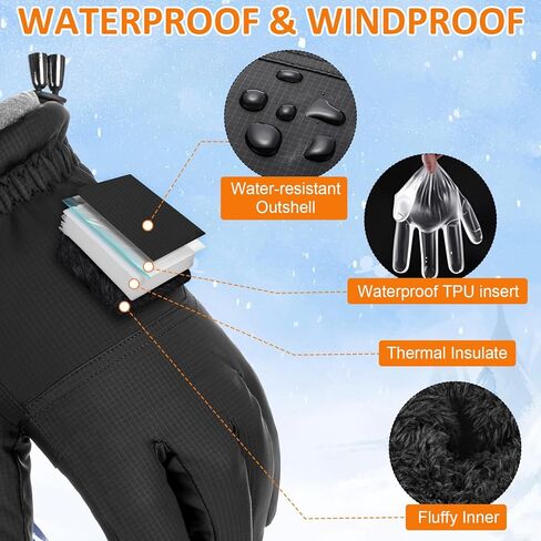 Winter Waterproof Thermal Gloves for Men Women Touch Screen Ski Snow Warm Glove Windproof Winter Gear in Saudi Arabia