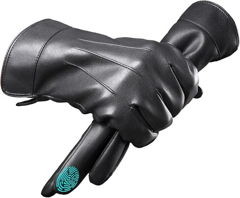 FURTALK Winter PU Leather Gloves for Men Cold Weather Touchscreen Driving Warm Fleece Lined in Saudi Arabia
