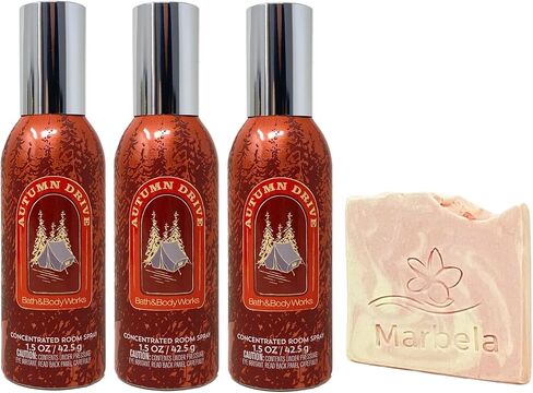 Bath & Body Works Autumn Drive 3 Pack Room Spray Bundle with a Himalayan Salts Springs Sample Soap in Saudi Arabia