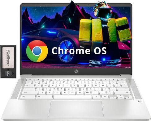 HP 2023 أحدث كمبيوتر محمول Chromebook، شاشة 14 بوصة، معالج Intel Celeron N4120، ذاكرة الوصول العشوائي 4 جيجابايت، تخزين 128 جيجابايت (64 جيجابايت eMMC + 64 جيجابايت بطاقة MSD)، Intel UHD Graphics 600، WiFi، بلوتوث، نظام تشغيل Chrome، رمادي حديث in Kuwait