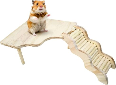 Wooden Hamster Platform for Food Bowl Water Bottle Hamster Cage Accessories Dwarf Syrian Hamsters Gerbils Mice Degus or Other Small Pets in Saudi Arabia