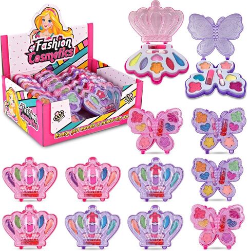 8 Pack: Kids Makeup Party Favors for Little Girls - Real Washable Play Cosmetic Kits in Princess Purse, Bulk Pretend Play Make Up Toy Sets in Kuwait