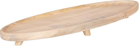Kate and Laurel Tomaz Modern Decorative Mango Wood Oval Footed Tray, 23 x 7, Walnut Brown and Black, Transitional Food-Safe Wooden Coffee Table Tray with Elevated Design and Unique Oval Shape in Saudi Arabia