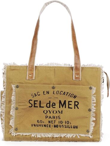 Canvas Tote Bag for Women, Reusable Lightweight Cloth Shoulder Bag with Cotton Lining for Grocery, Travel & Daily Use in Saudi Arabia