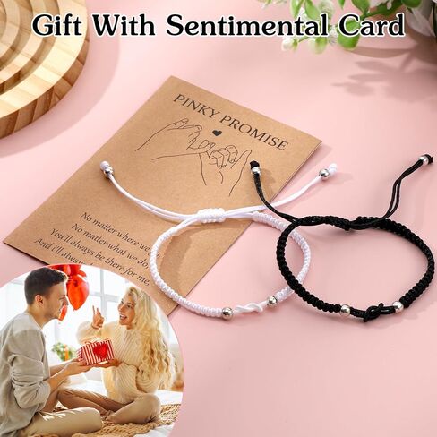 Matching Bracelets for Couples Anniversary Valentines Gift for Women Men Boyfriend Girlfriend Him Her, Matching Couple Bracelets for Bf Gf Pinky Promise Bracelet Long Distance Relationship Gifts in Saudi Arabia