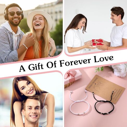 Matching Bracelets for Couples Anniversary Valentines Gift for Women Men Boyfriend Girlfriend Him Her, Matching Couple Bracelets for Bf Gf Pinky Promise Bracelet Long Distance Relationship Gifts in Saudi Arabia