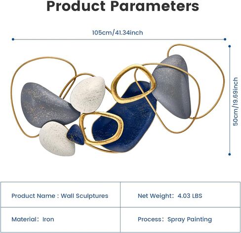 SHERBECK 3D ديكور جدار معدني حصاة جدار منحوتات معلقة زخرفة حديثة مجردة لغرفة النوم غرفة المعيشة أريكة خلفية المنزل مكتب الحمام المطبخ in Saudi Arabia