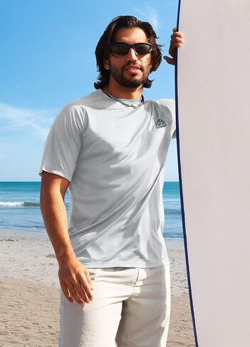 Mens UPF 50+ Rashguard Swim Shirt Short Sleeve SPF Protection Quick Drying Water Shirt in Saudi Arabia