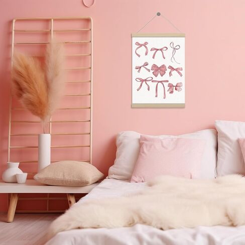 Coquette Pink Bow Poster Hanger Frame 12x16 بوصة، ديكور غرفة Preppy Coquette، ديكور فني جداري جمالي وردي عصري للفتيات في غرفة النوم والشقة in Saudi Arabia