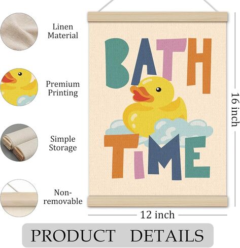 Rubber Duck Bathroom Decor Poster Hanger Frame 12x16 Inch, Boys Girls Bathroom Decor, Bath Time Wall Art Decor for Bath Room Shower Room in Saudi Arabia