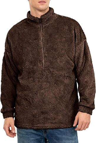 VahRuta Mens Fleece Quarter Zip Sherpa Jacket Sweater Pullover Fall Winter Long Sleeve Fleece Outwear in Saudi Arabia
