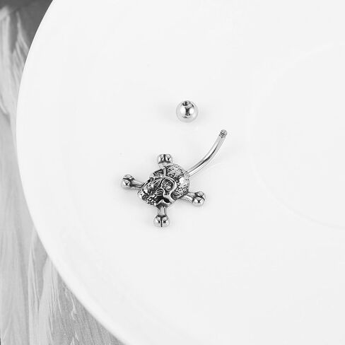 HZMAN Belly Button Rings for Women 14G Surgical Steel Belly Rings Gothic Skull Belly Rings Navel Piercing Jewelry in Saudi Arabia