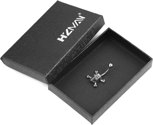 HZMAN Belly Button Rings for Women 14G Surgical Steel Belly Rings Gothic Skull Belly Rings Navel Piercing Jewelry in Saudi Arabia