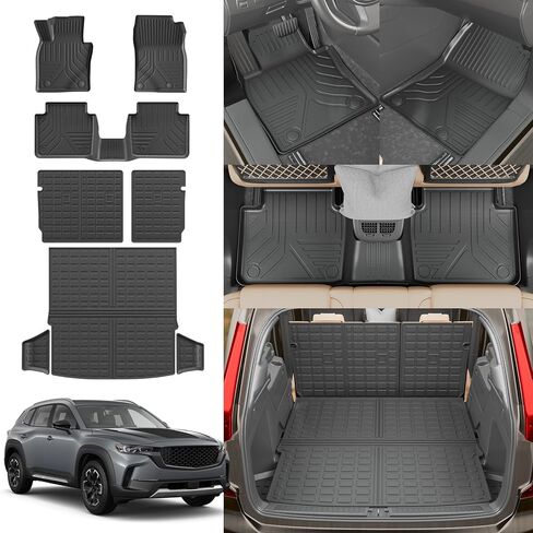 Rongtaod Fit 2022 2023 2024 KIA Carnival Cargo Mat Trunk Mats Cargo Liner TPE All Weather Back Seat Cover Protector KIA Carnival Accessories (Backrest Mats+Trunk Mat) in Kuwait